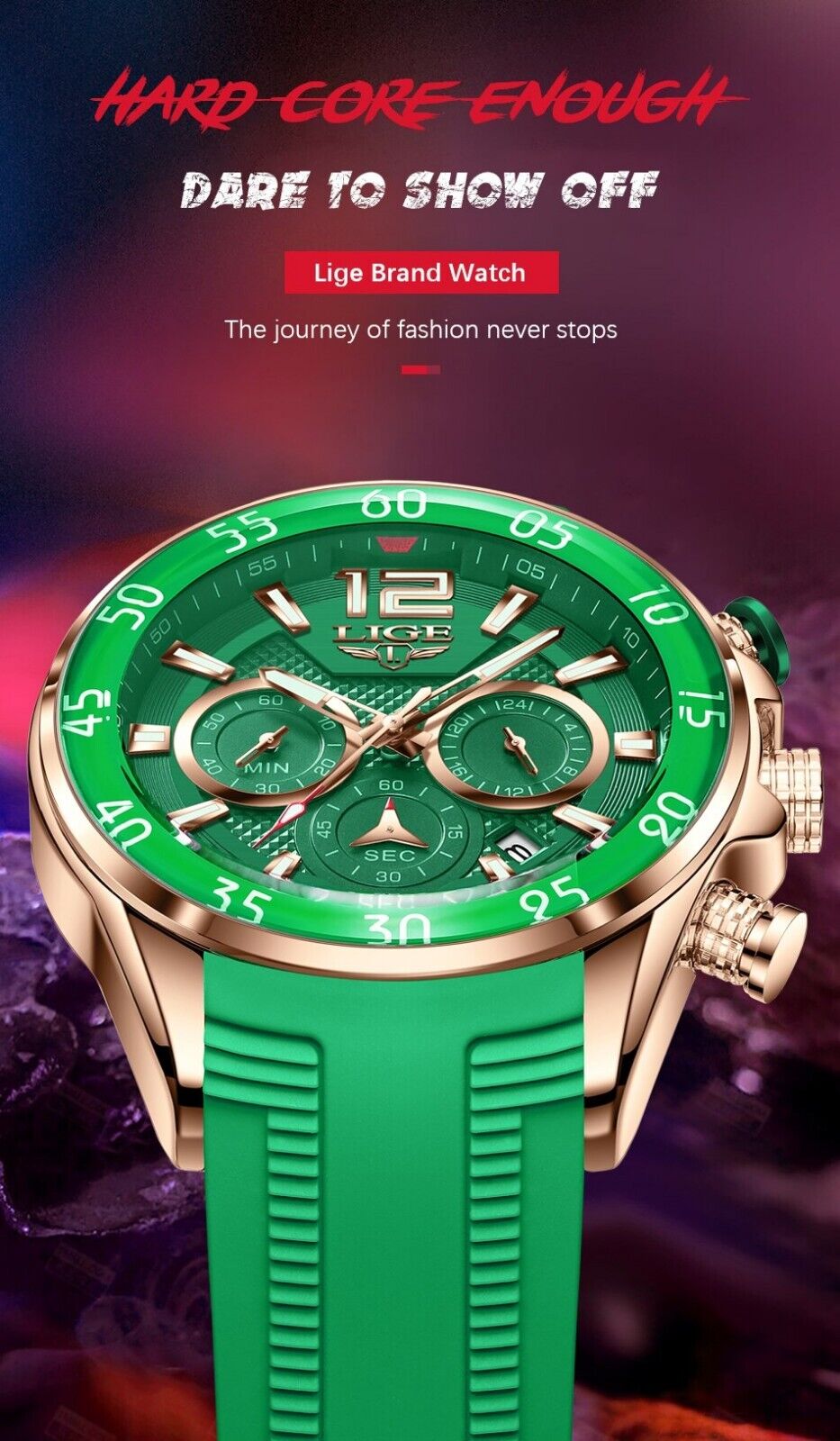 Womens Watch Luxury Sports Stop Watch Luminous Chronograph Auto Date Wristwatch