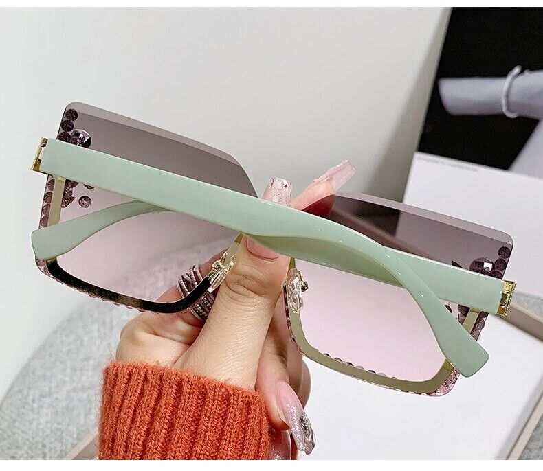 Womens Sunglasses Bling Rhinestone Diamond Square Outdoor Oversized Fashion