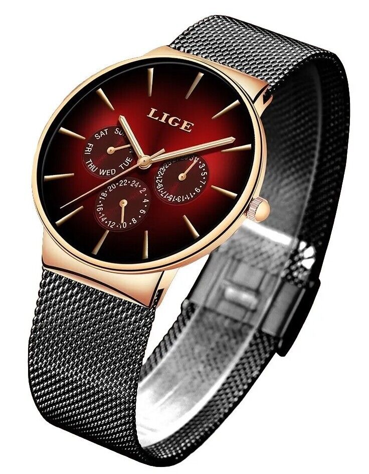 Men's Luxury Ultra Thin Fashion Watch Luminous Waterproof Day Date 24 Hours