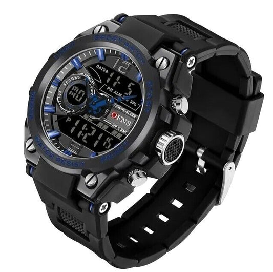 Mens Digital Watches Dual Analogue Waterproof Fashion Sports Wrist Watch LED