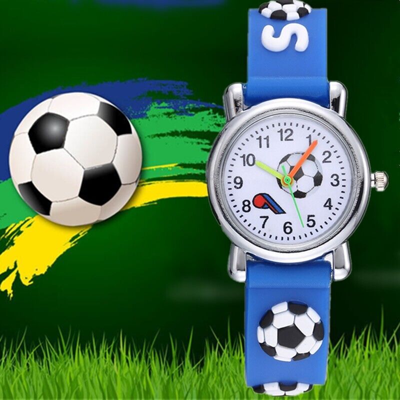 Kids Football Design Watch 3D Soccer Girls Boys Sports Wristwatch Gift Set Ideas