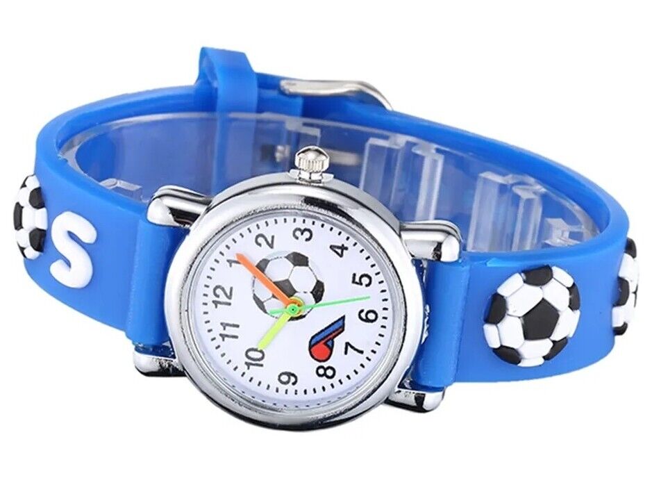 Kids Football Design Watch 3D Soccer Girls Boys Sports Wristwatch Gift Set Ideas