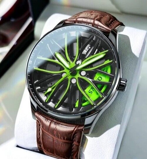 Mens Luxury Watch Waterproof Luminous Fashion Wristwatch Car Wheel Hub Design