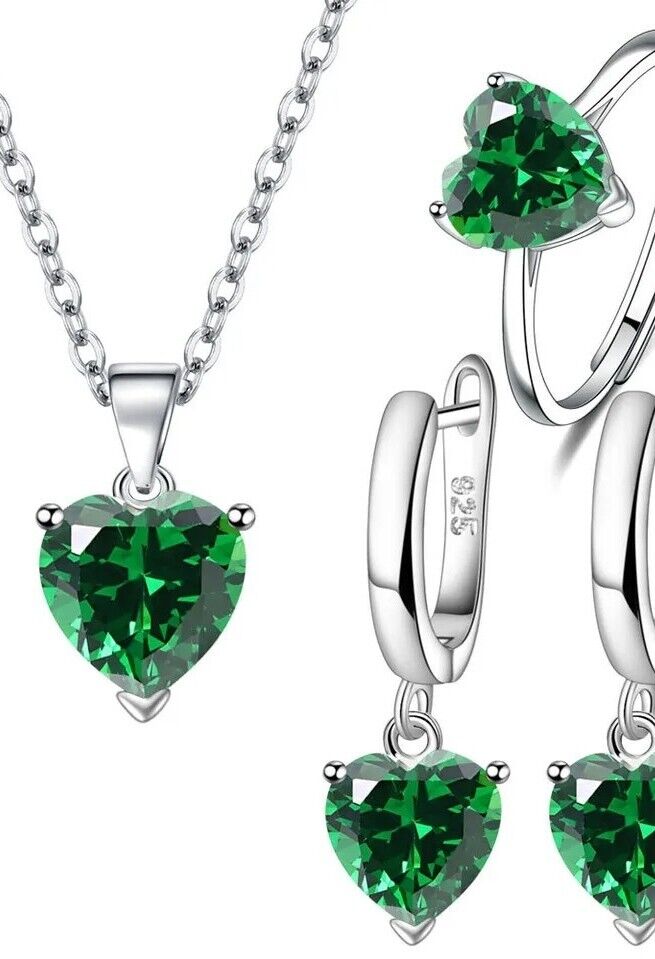 Jewellery Set Ladies Women's Girls Fashion Heart Earrings Ring Necklace Gift Set