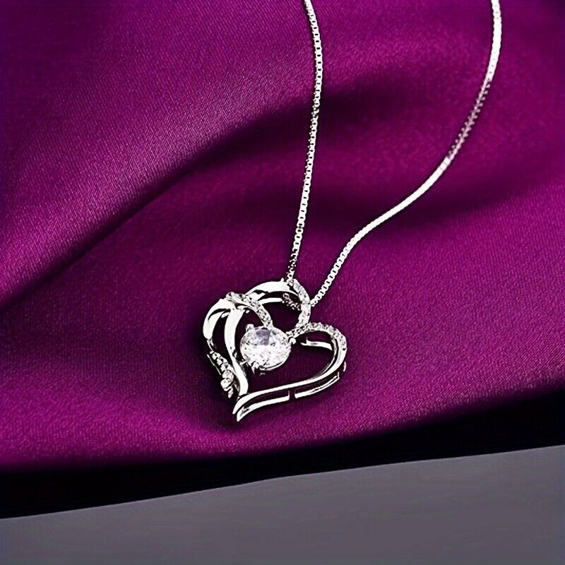 Jewellery Gift Box Set Ladies Womens Girls Double Heart Diamond Fashion Necklace