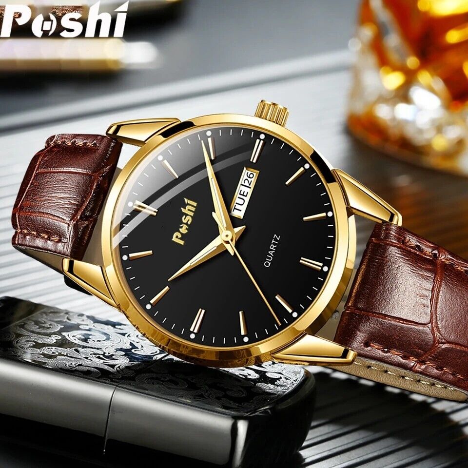 2023 Luxury Genuine Leather Mens Fashion Casual Business Wrist Watch Luminous