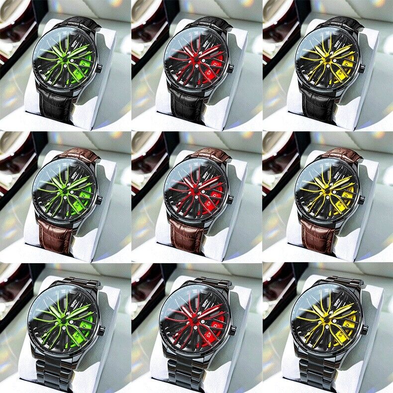 Mens Luxury Watch Waterproof Luminous Fashion Wristwatch Car Wheel Hub Design