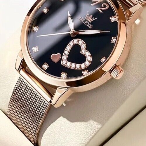 Womens Watch Diamond Heart Luminous Waterproof Luxury Ladies Wrist Watches Gift