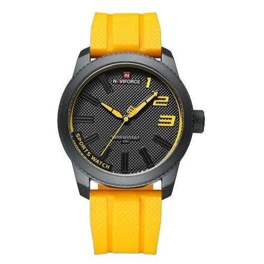 Men's Luxury Sports Style Fashion Watch Waterproof Quartz Silicone Strap YELLOW