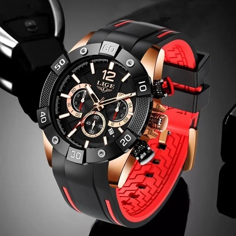 Mens Luxury Wrist Watch Soft Silicone Stop Watch Luminous Date Waterproof