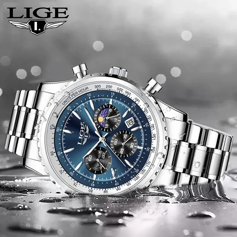 Luxury Men's Quartz Watch with Date Chronograph and Luminous Waterproof Features