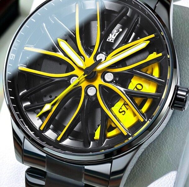 Mens Luxury Watch Waterproof Luminous Fashion Wristwatch Car Wheel Hub Design