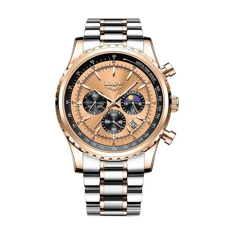 Luxury Men's Quartz Watch with Date Chronograph and Luminous Waterproof Features