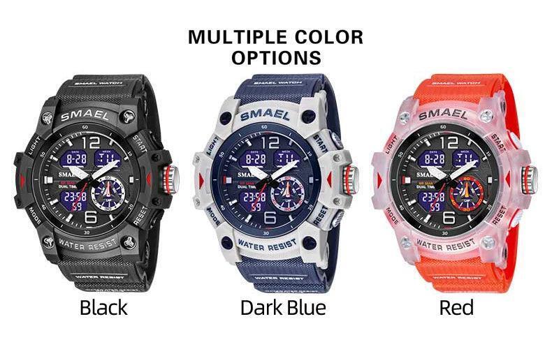 Mens Digital Sports Watch Waterproof Quartz Analog Military Wrist Watches SMAEL