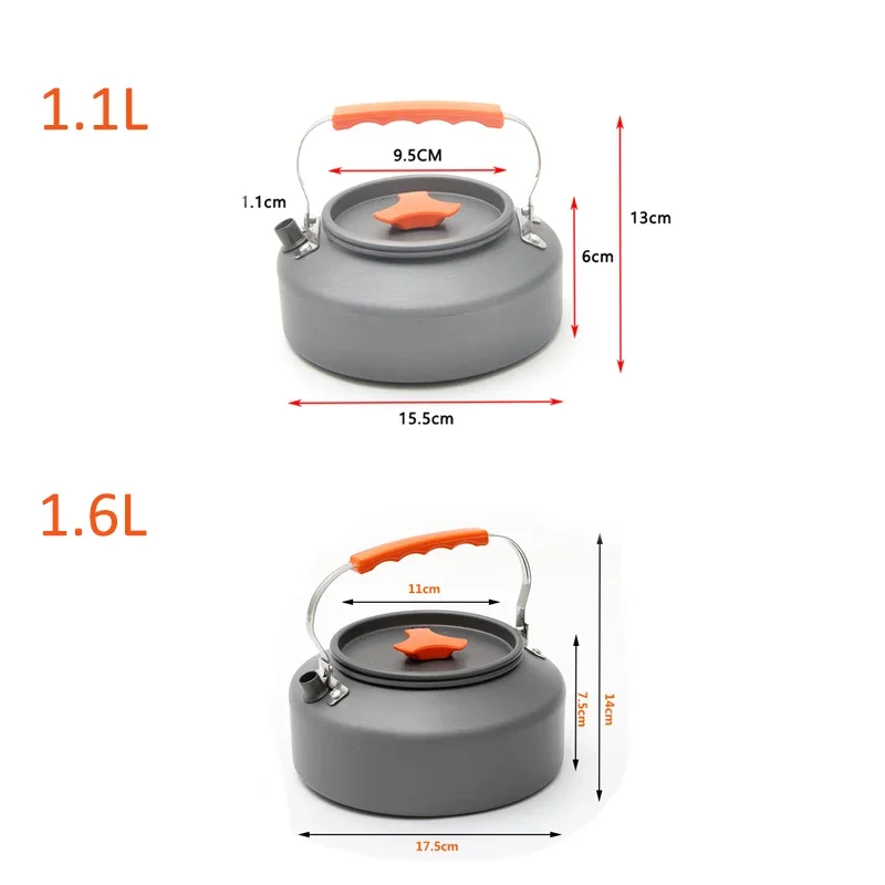 1.1/1.6L Outdoor Kettle Aluminum Alloy Pot Travel Pan Teapot Coffee Tableware Co