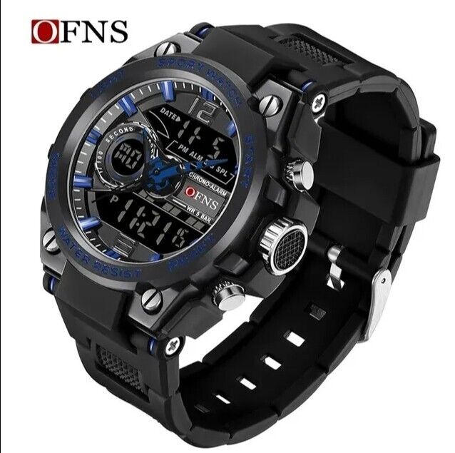 Mens Digital Watches Dual Analogue Waterproof Fashion Sports Wrist Watch LED