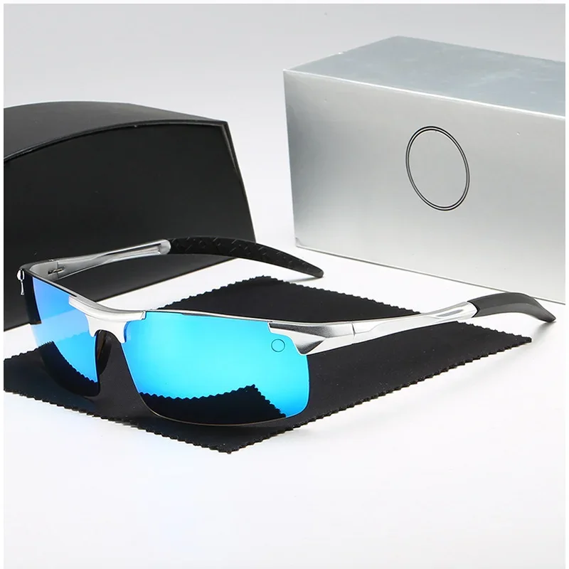 Aluminum Rimless Photochromic Sunglasses Polarized Day Night Driving Anti-Glare