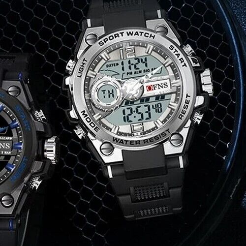 Mens Digital Watches Dual Analogue Waterproof Fashion Sports Wrist Watch LED