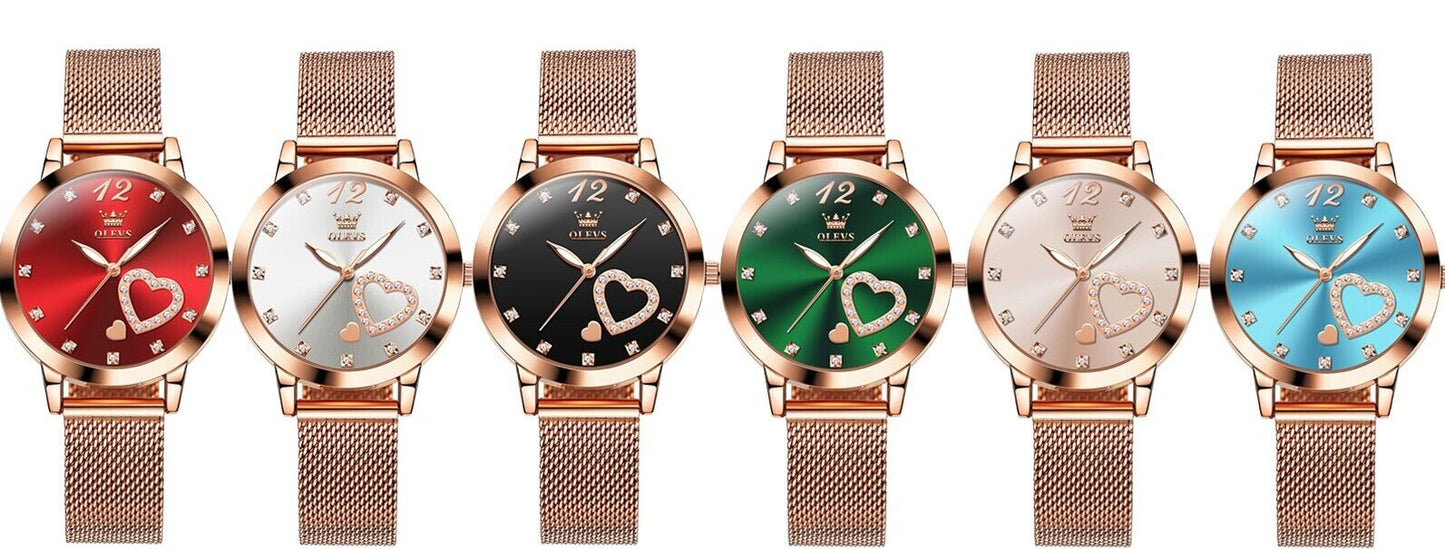 Womens Watch Diamond Heart Luminous Waterproof Luxury Ladies Wrist Watches Gift