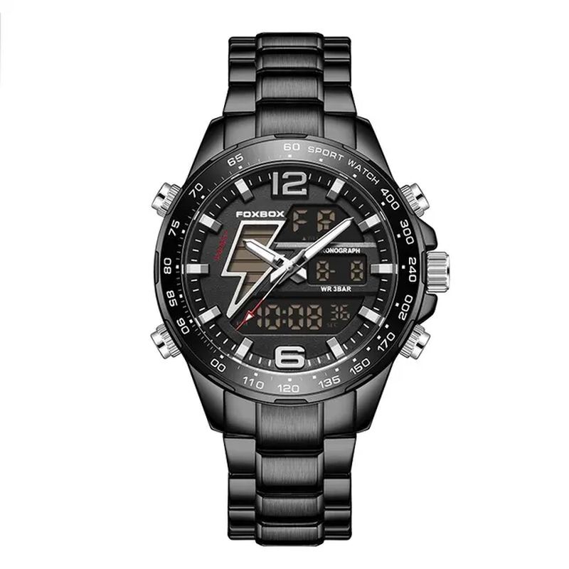 4 Dual Display Chronograph Watch Men Luxury Fashion Waterproof Sport Military Qu