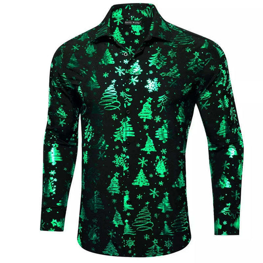 Men's Christmas Fashion Shirts 9 Designs Xmas Tree Snowflake Holly Mens Tops