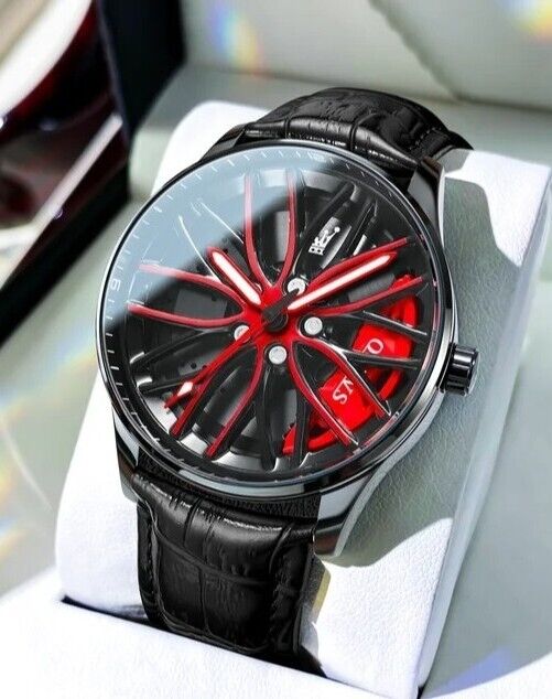 Mens Luxury Watch Waterproof Luminous Fashion Wristwatch Car Wheel Hub Design