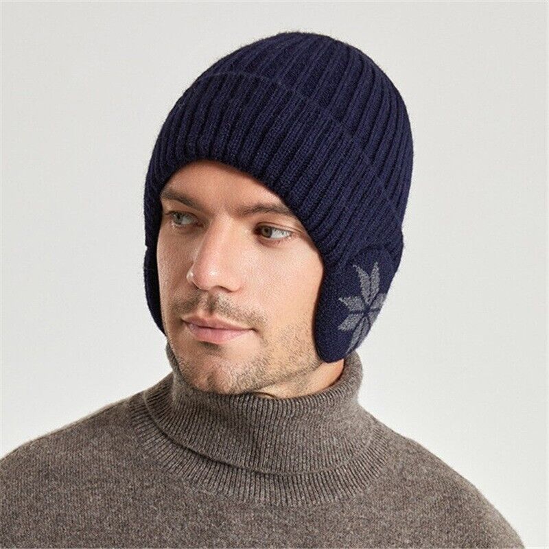 2 Pcs Beanie Hat Men Women Winter Hats Warm Knitted Soft Ear Muffs One Size (x2)