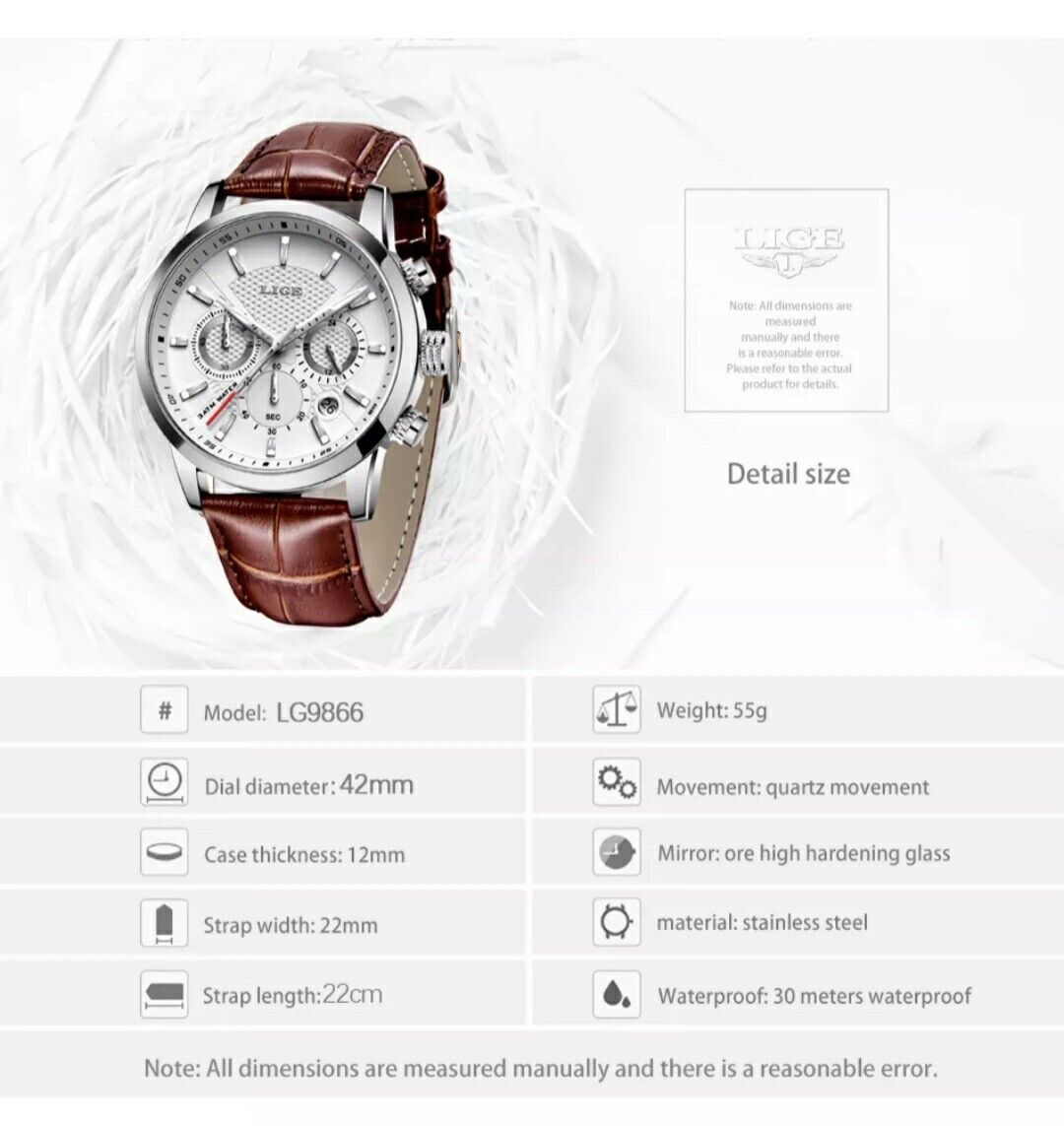 Mens Luxury Leather Chronograph Sport Automatic Quartz Wristwatch Gift Ideas