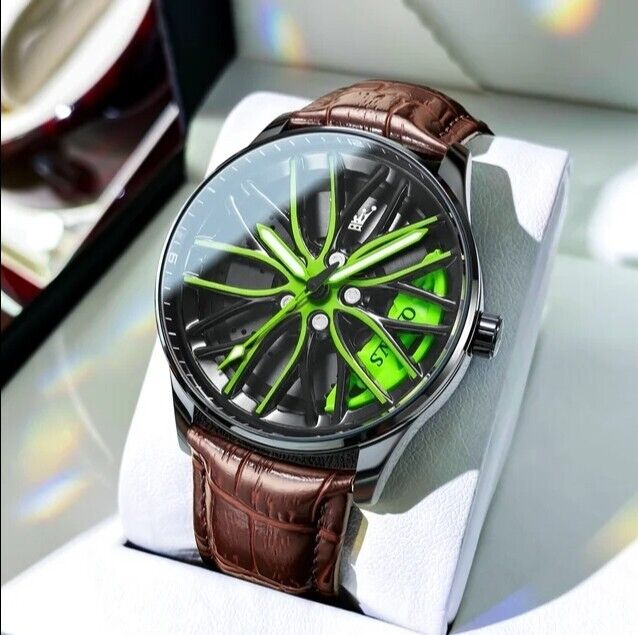 Mens Luxury Watch Waterproof Luminous Fashion Wristwatch Car Wheel Hub Design