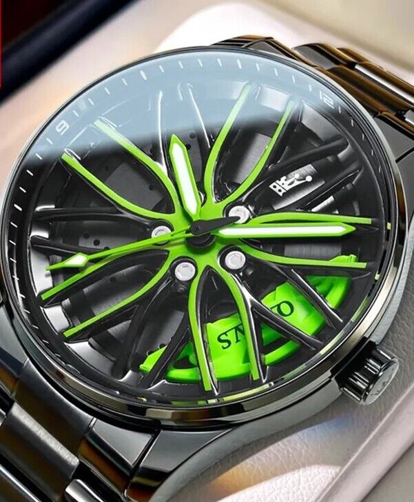 Mens Luxury Watch Waterproof Luminous Fashion Wristwatch Car Wheel Hub Design