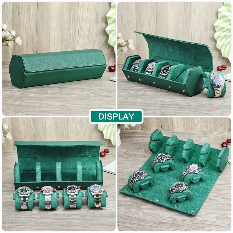 4 Watches Roll Case Travel Wrist Jewelry Storage Organizer Watch Holder Portable