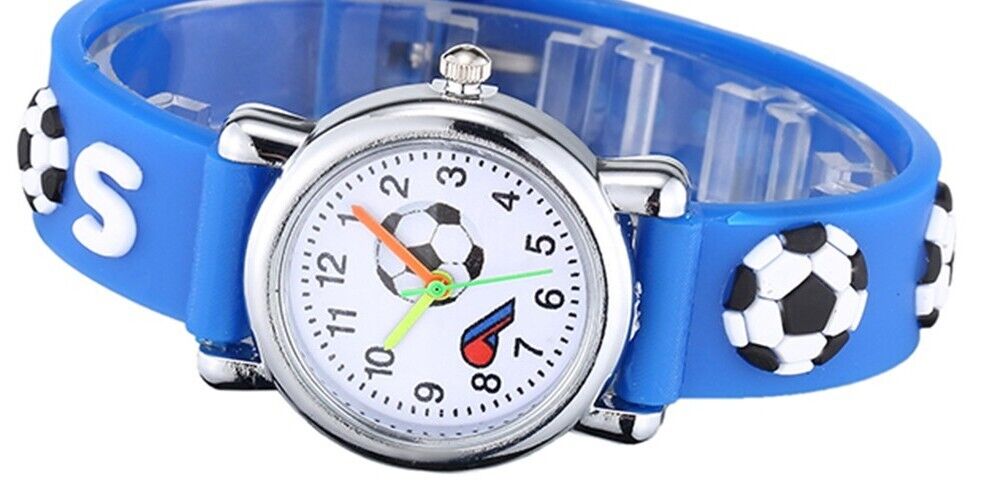 Kids Football Design Watch 3D Soccer Girls Boys Sports Wristwatch Gift Set Ideas