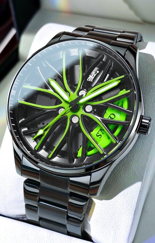 Mens Luxury Watch Waterproof Luminous Fashion Wristwatch Car Wheel Hub Design