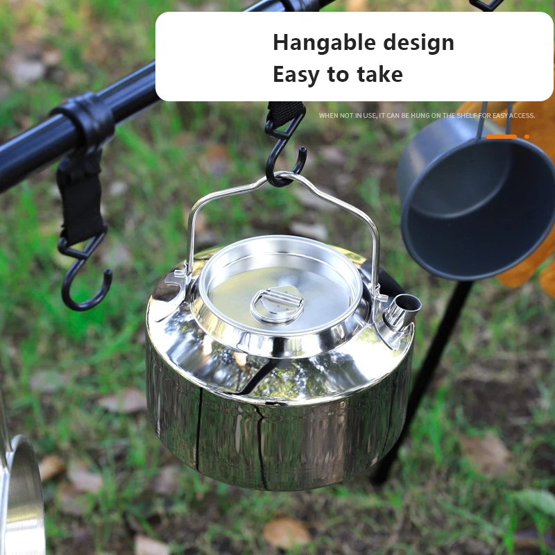 1.2L Outdoor Camping Kettle Stainless Steel Lightweight Portable Backpacking Hik