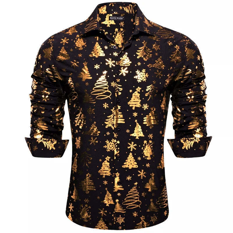 Men's Christmas Fashion Shirts 9 Designs Xmas Tree Snowflake Holly Mens Tops