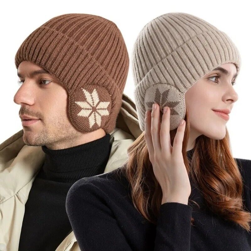 2 Pcs Beanie Hat Men Women Winter Hats Warm Knitted Soft Ear Muffs One Size (x2)