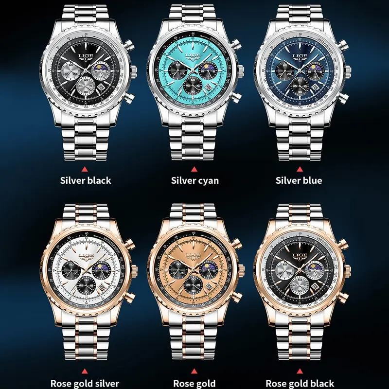 Luxury Men's Quartz Watch with Date Chronograph and Luminous Waterproof Features