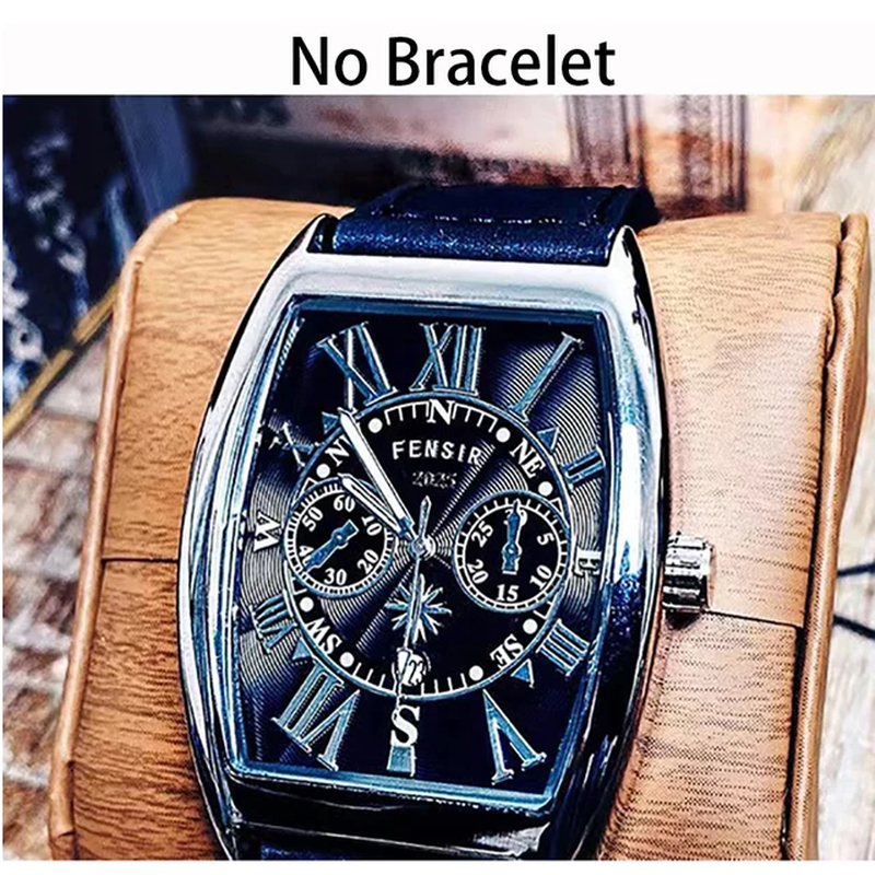 Mens Automatic Watch Mechanical Leather Band Date Sports Self-winding Wristwatch