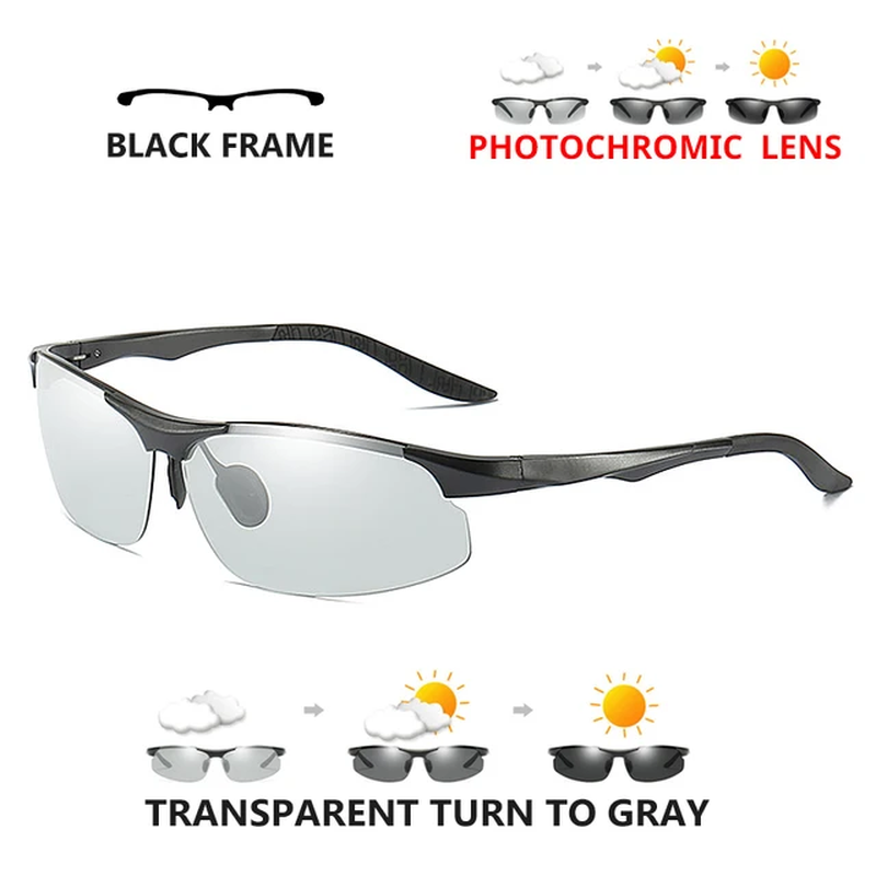 Aluminum HD Polarized Photochromic Sunglasses Men Driving Sun Glasses Male