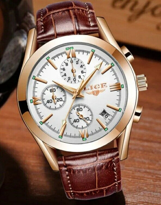 Mens Watches Chronograph Sports Waterproof Classic Quartz Luxury Wristwatch