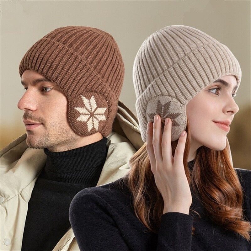 2 Pcs Beanie Hat Men Women Winter Hats Warm Knitted Soft Ear Muffs One Size (x2)