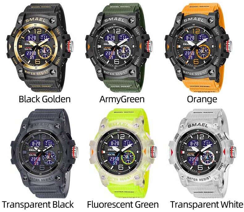 SMAEL Mens Sports Watch Waterproof Quartz Analog Digital Military Wrist Watches