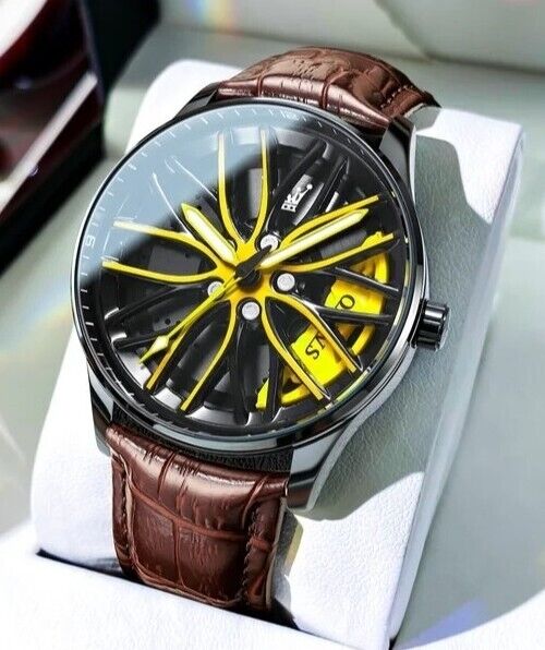 Mens Luxury Watch Waterproof Luminous Fashion Wristwatch Car Wheel Hub Design