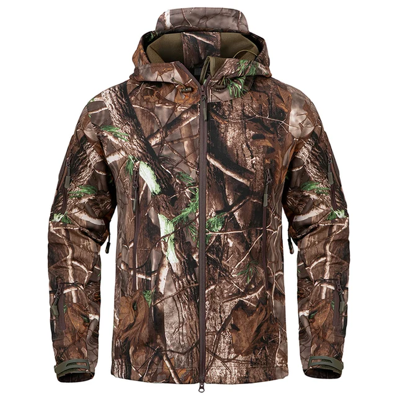 Camouflage Soft Jacket Waterproof Shell Tactical Warm Fleece Lining Camo Coat