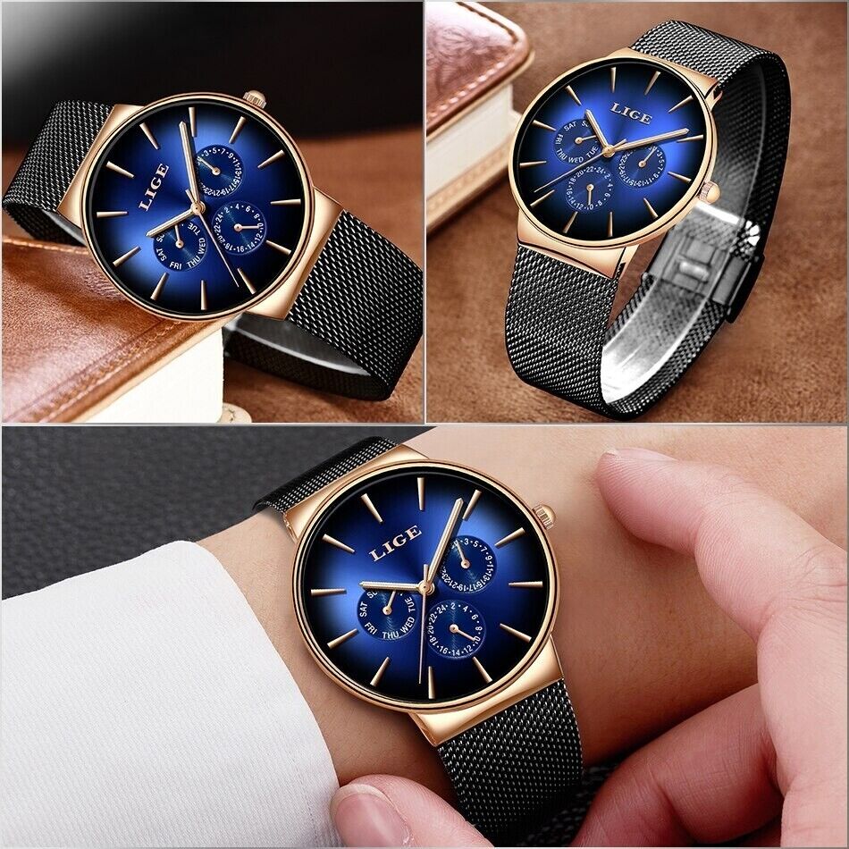 Men's Luxury Ultra Thin Fashion Watch Luminous Waterproof Day Date 24 Hours