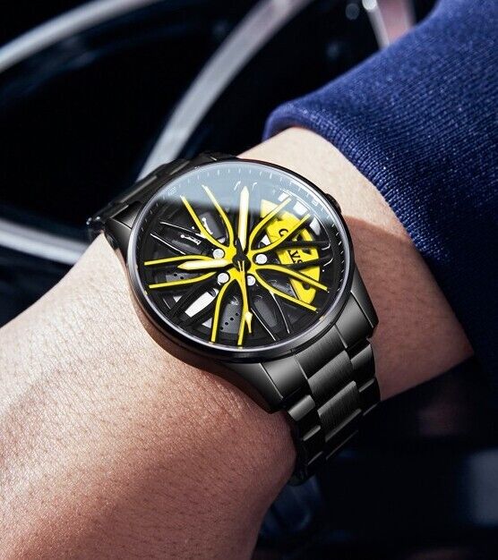 Mens Luxury Watch Waterproof Luminous Fashion Wristwatch Car Wheel Hub Design