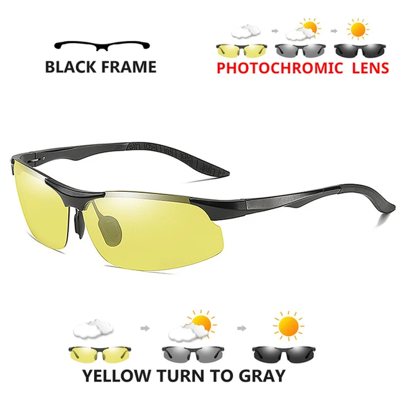 Aluminum HD Polarized Photochromic Sunglasses Men Driving Sun Glasses Male