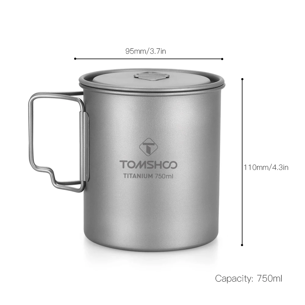 750Ml Outdoor Camping Cup Durable Titanium Cup Tourist Tableware Picnic Utensils