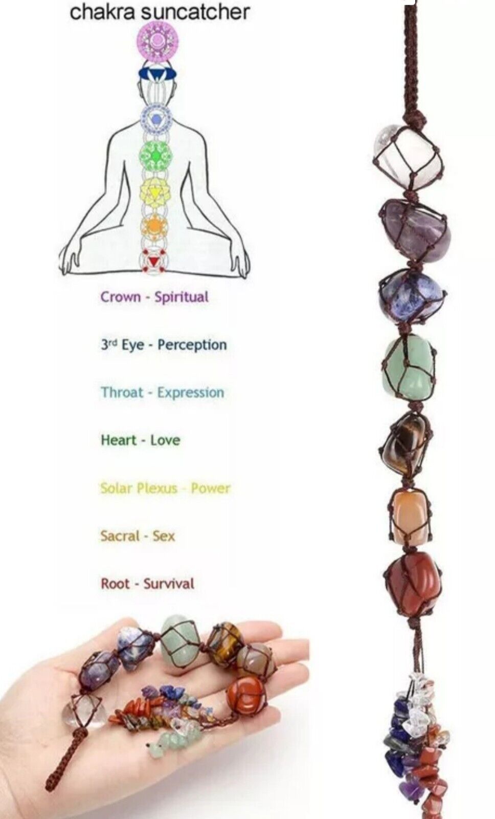 Healing Reiki Chakra 7 Gemstones Tassel Spiritual Hanging Ornament Pendant GIFT