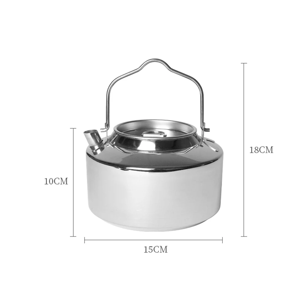 1.2L Outdoor Camping Kettle Stainless Steel Lightweight Portable Backpacking Hik